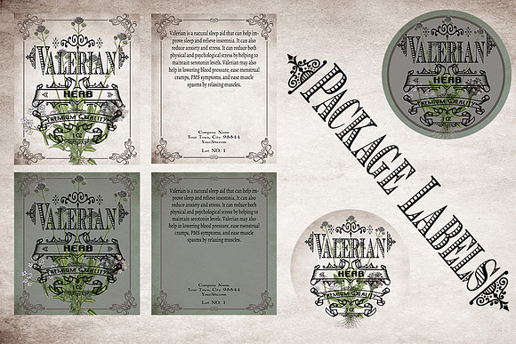 Valerian Vintage Labels in Stationery Templates - product preview 3