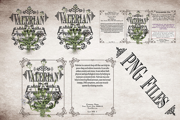 Valerian Vintage Labels in Stationery Templates - product preview 4