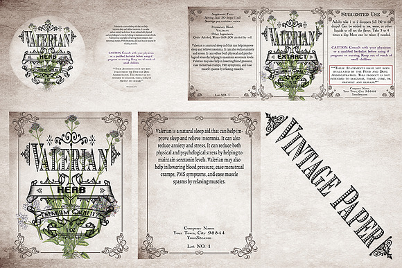 Valerian Vintage Labels in Stationery Templates - product preview 5
