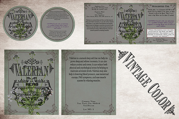 Valerian Vintage Labels in Stationery Templates - product preview 6