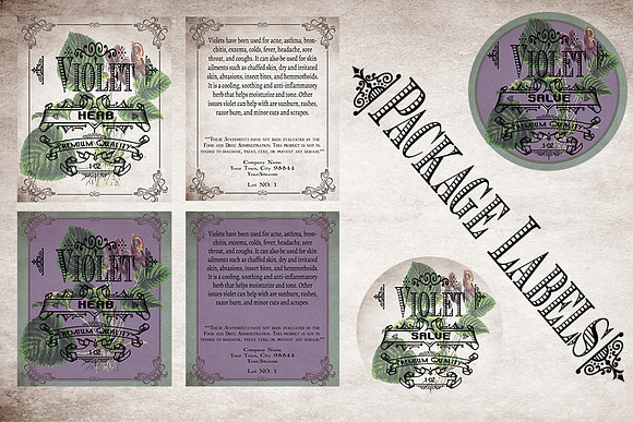 Violet Vintage Labels in Stationery Templates - product preview 3