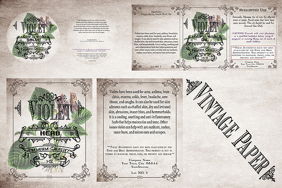 Violet Vintage Labels in Stationery Templates - product preview 5