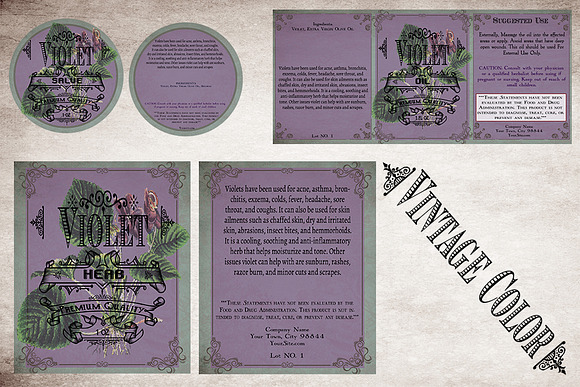 Violet Vintage Labels in Stationery Templates - product preview 6