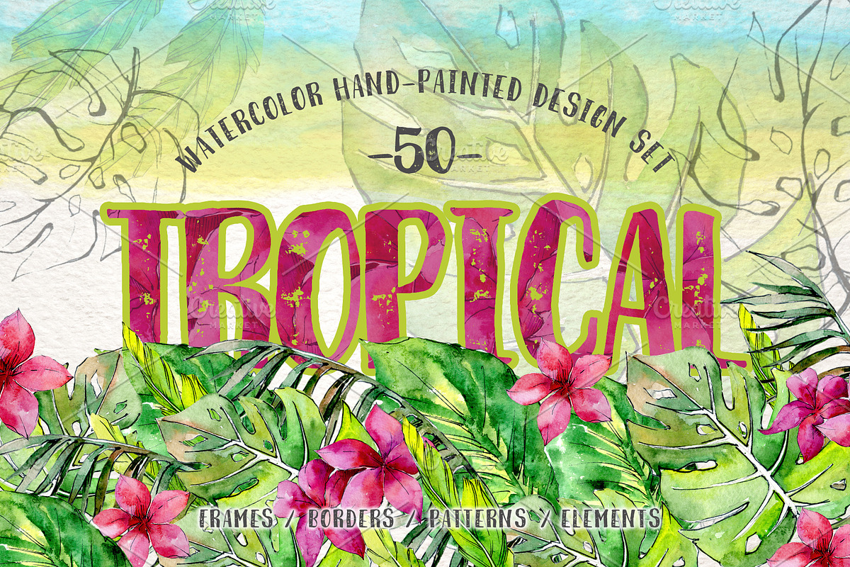 Tropical leaves collection PNG set in Illustrations - product preview 8