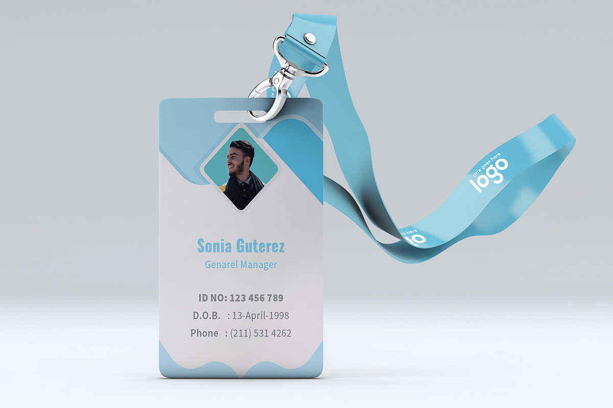 Blue ID Card Design in Stationery Templates - product preview 8
