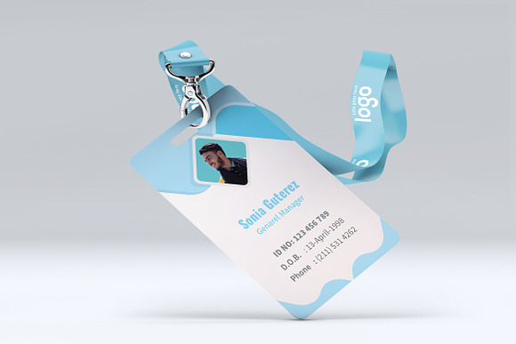Blue ID Card Design in Stationery Templates - product preview 3