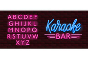 Vector Neon glow banner karaoke bar