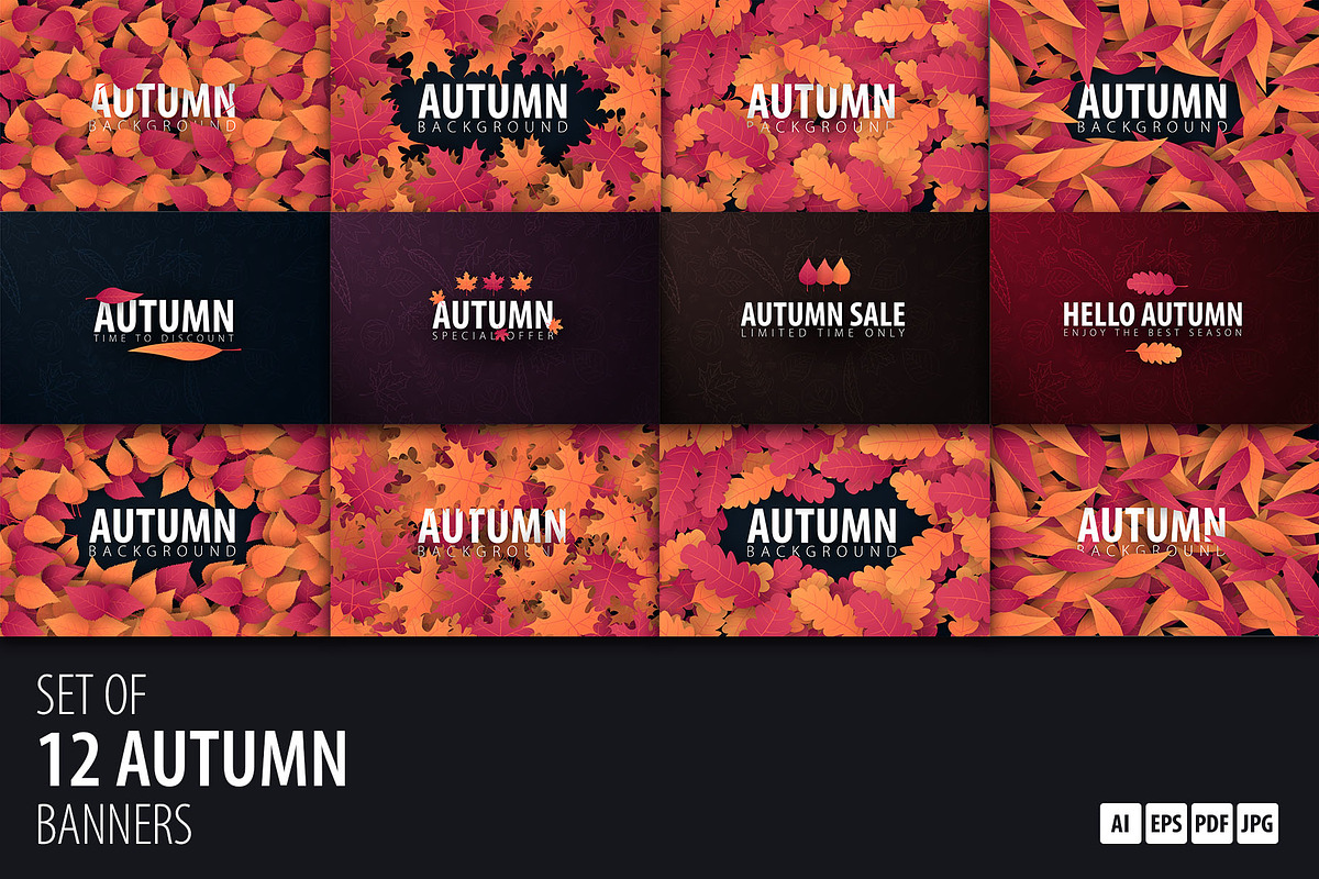 12 Autumn Backgrounds with leaves in Illustrations - product preview 8