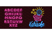 Vector Neon glow banner karaoke bar
