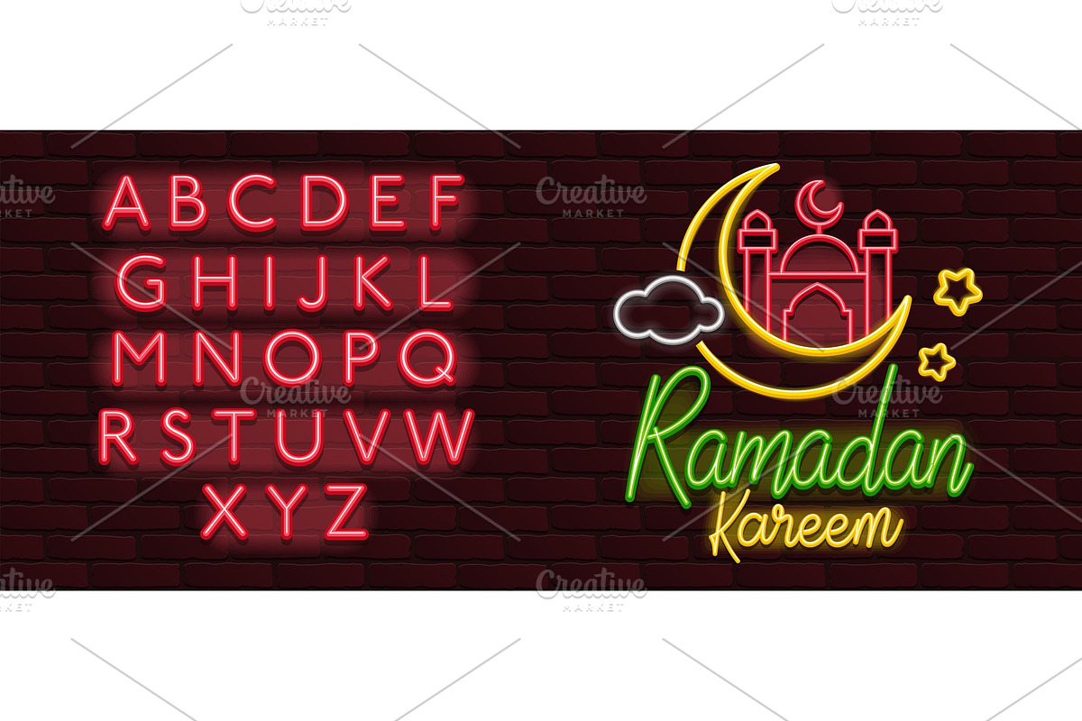 Vector Neon banner ramadan kareem in Illustrations - product preview 8