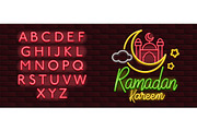 Vector Neon banner ramadan kareem