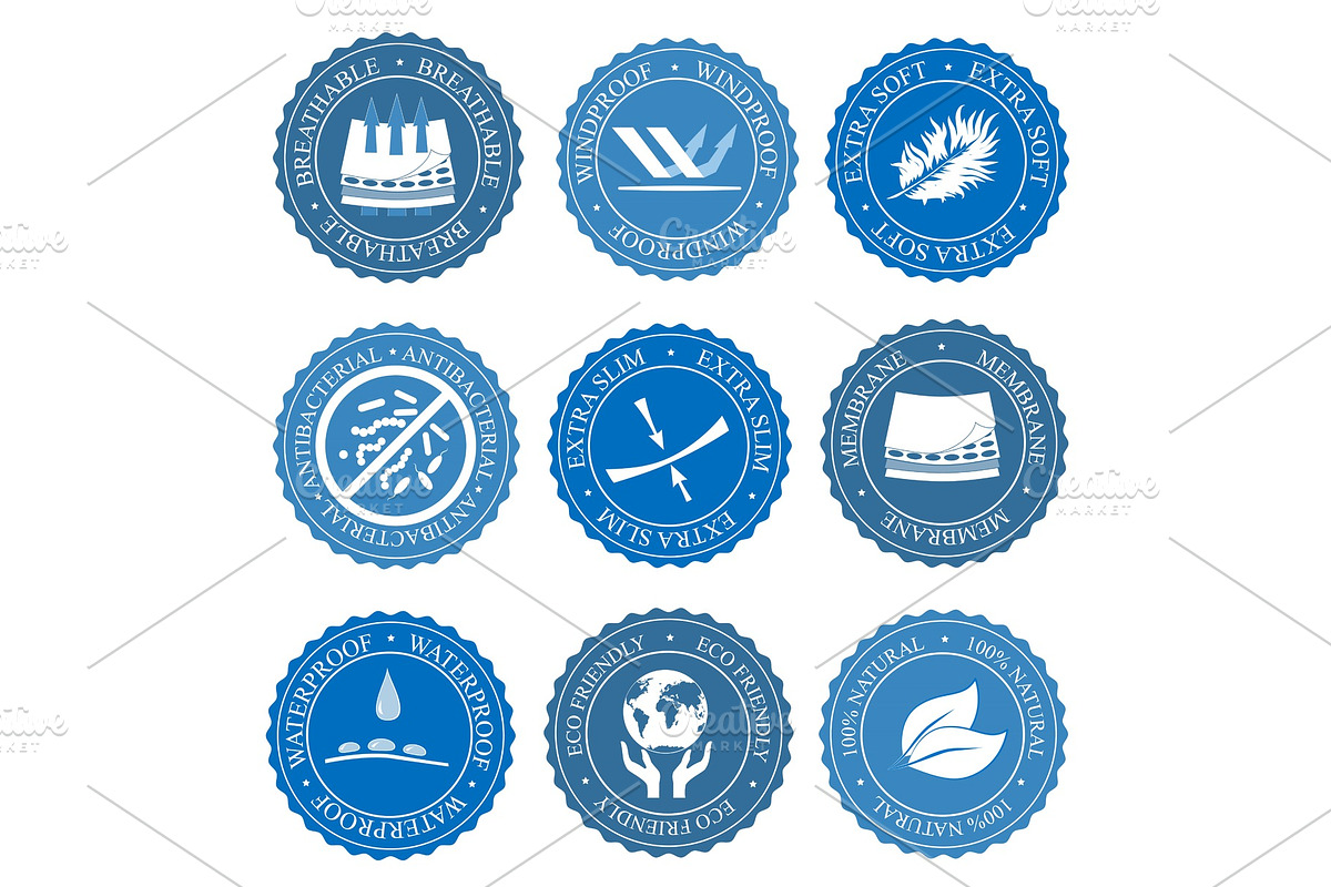 Icons set of fabric features. in Illustrations - product preview 8
