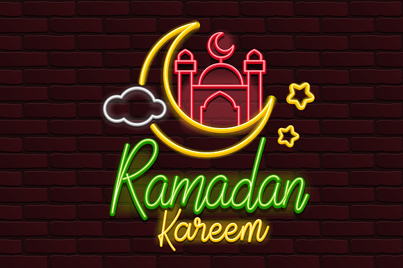 Vector Neon banner ramadan kareem in Illustrations - product preview 1