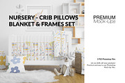 Nursery Crib Pillows Blanket & Frame