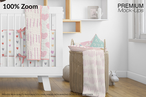 Nursery Crib Pillows Blanket & Frame in Product Mockups - product preview 6