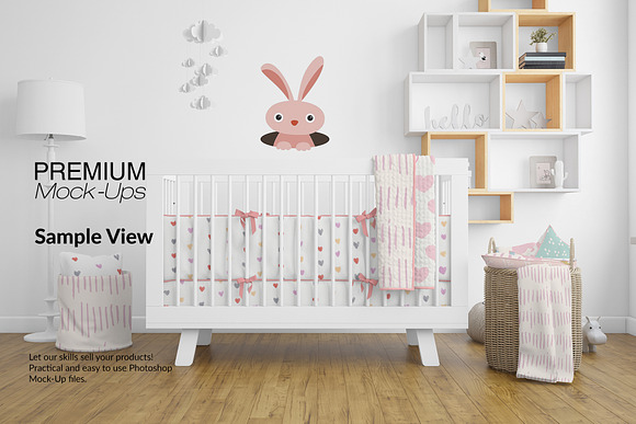 Nursery Crib Pillows Blanket & Frame in Product Mockups - product preview 7