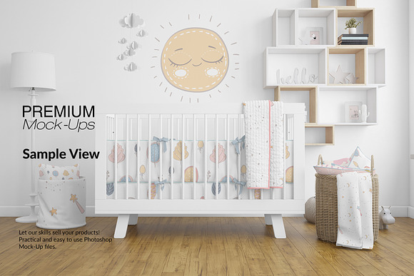 Nursery Crib Pillows Blanket & Frame in Product Mockups - product preview 8
