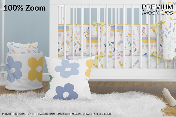 Nursery Crib Pillows Blanket & Frame in Product Mockups - product preview 9