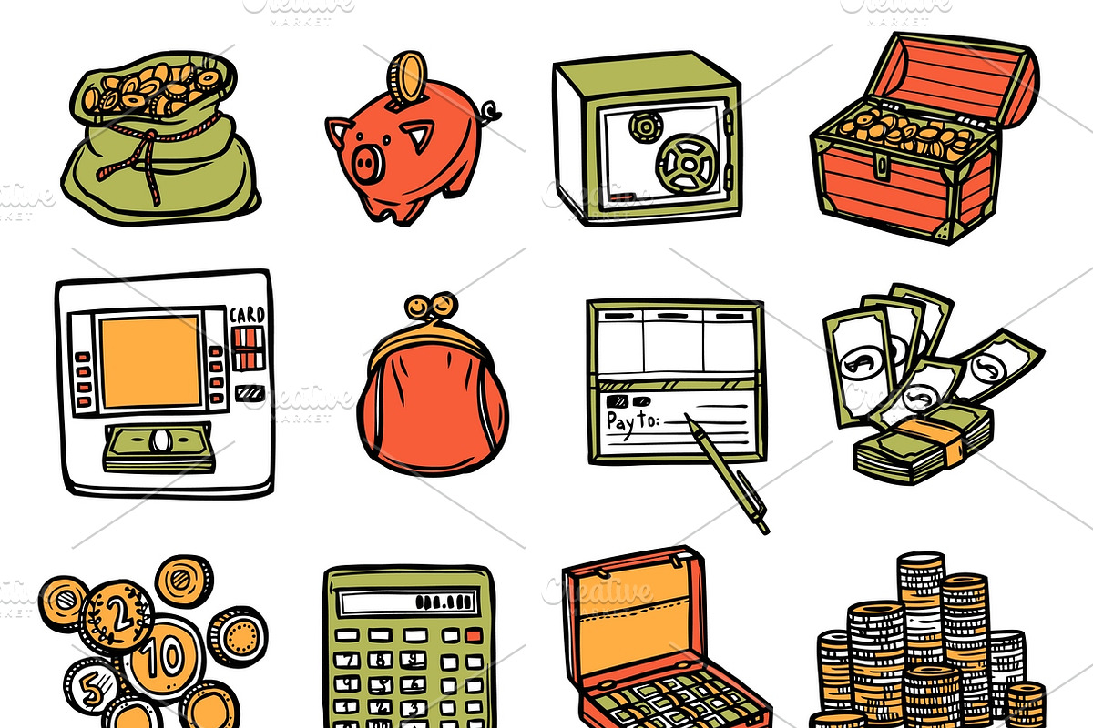 Financial sketch hand drawn icons in Icons - product preview 8