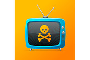 Blue Tv with Skull and Bones 
