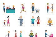 People lifestyle color icon set