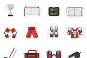 Hockey color icon set
