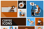 Coffee and morning icons set