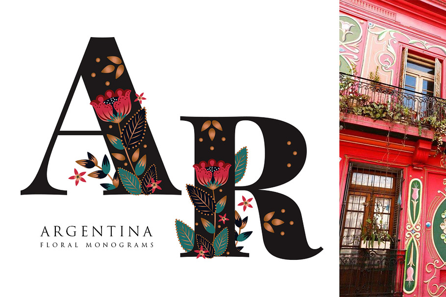Argentina Floral Monograms in Logo Templates - product preview 8