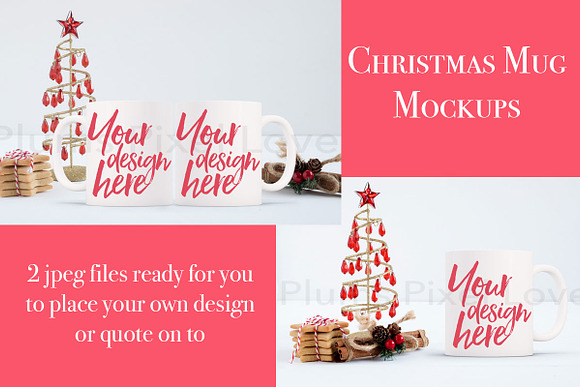 2 Christmas styled stock mug mock up in Product Mockups - product preview 2
