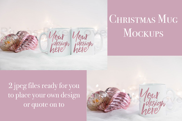 2 Christmas styled stock mug mockups in Product Mockups - product preview 2