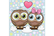 Greeting card with Two cute Cartoon