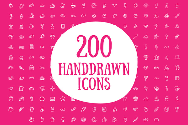 200 Hand drawing Line Icon Pack
