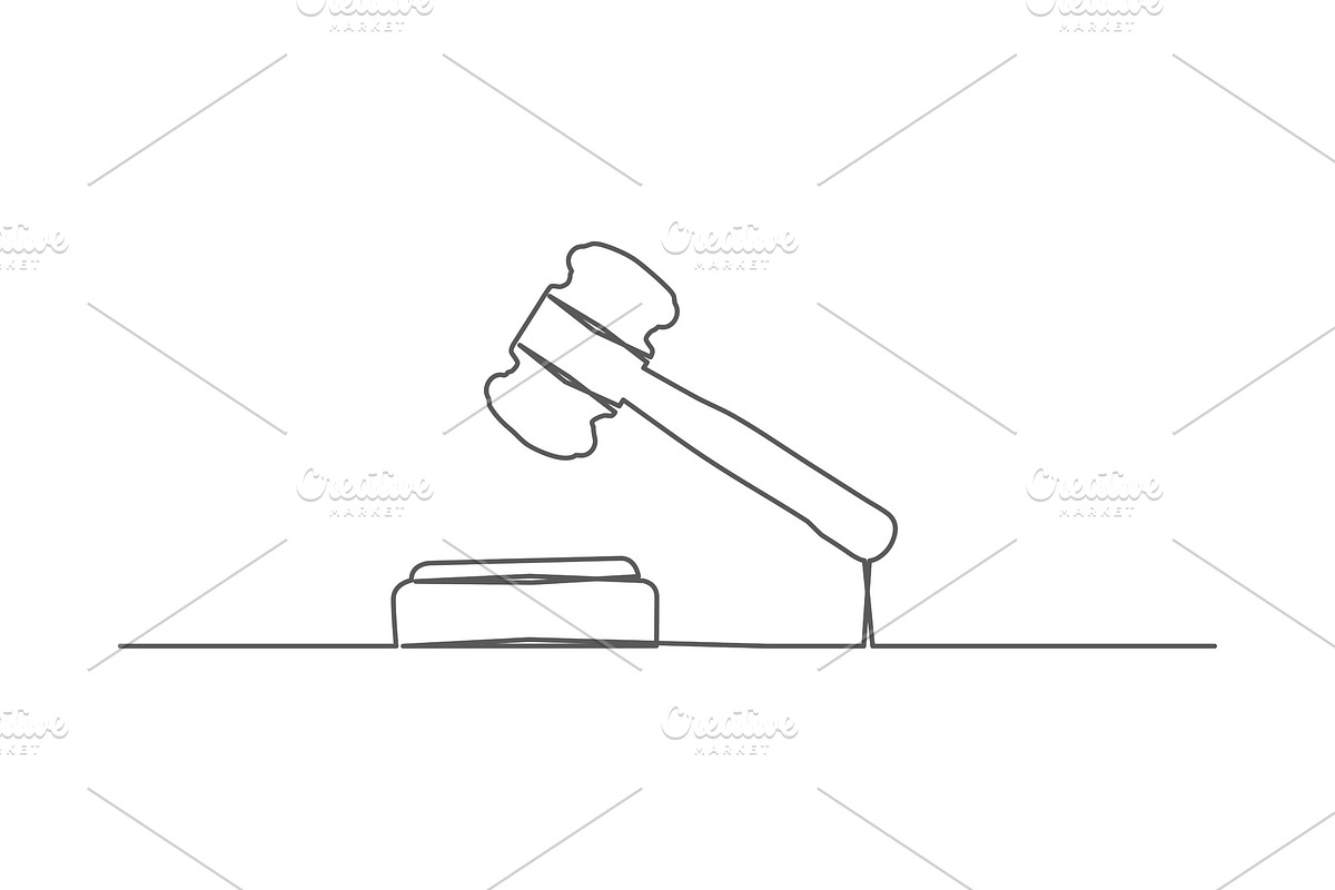 Judge gavel One line drawing in Illustrations - product preview 8
