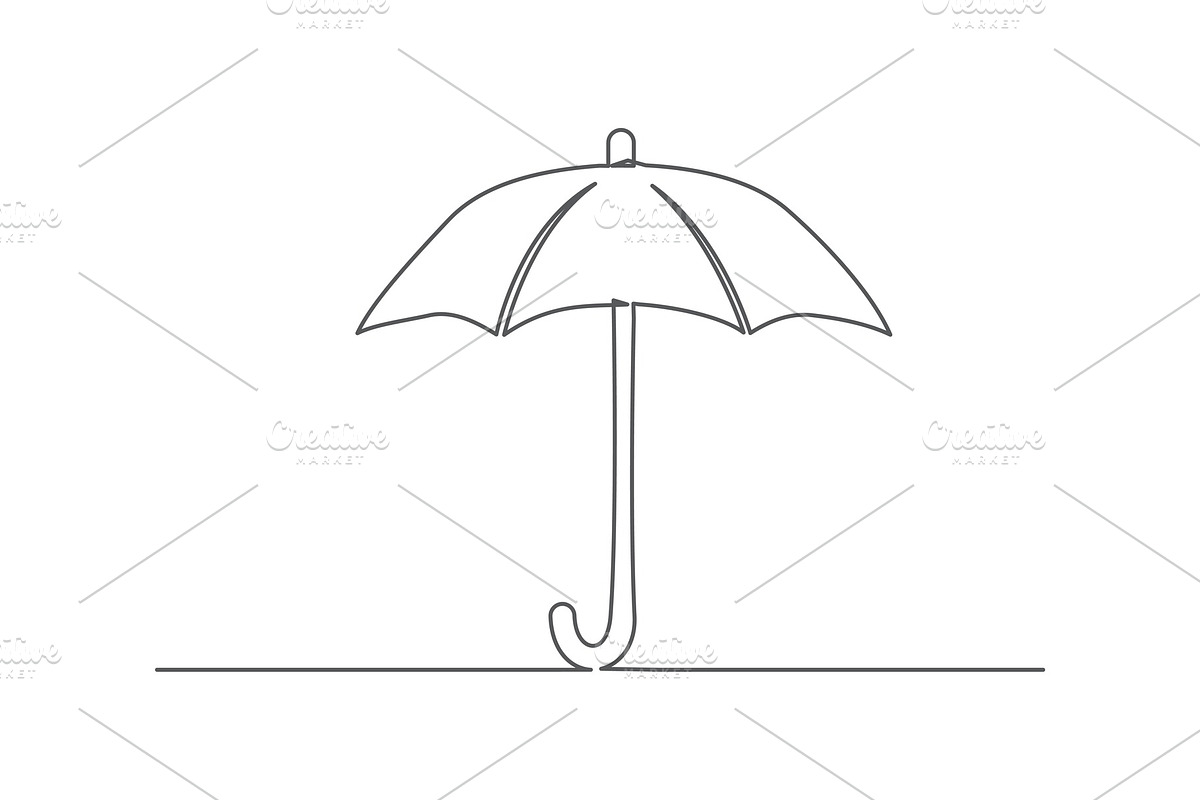 Umbrella One line drawing in Objects - product preview 8