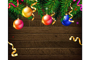 Christmas fir tree and decorations