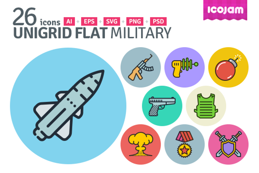 UniGrid Flat Military in Military Icons - product preview 8