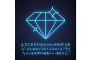 Diamond neon light icon