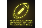 Rugby ball neon light icon