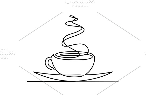 Continuous line drawing of cup of