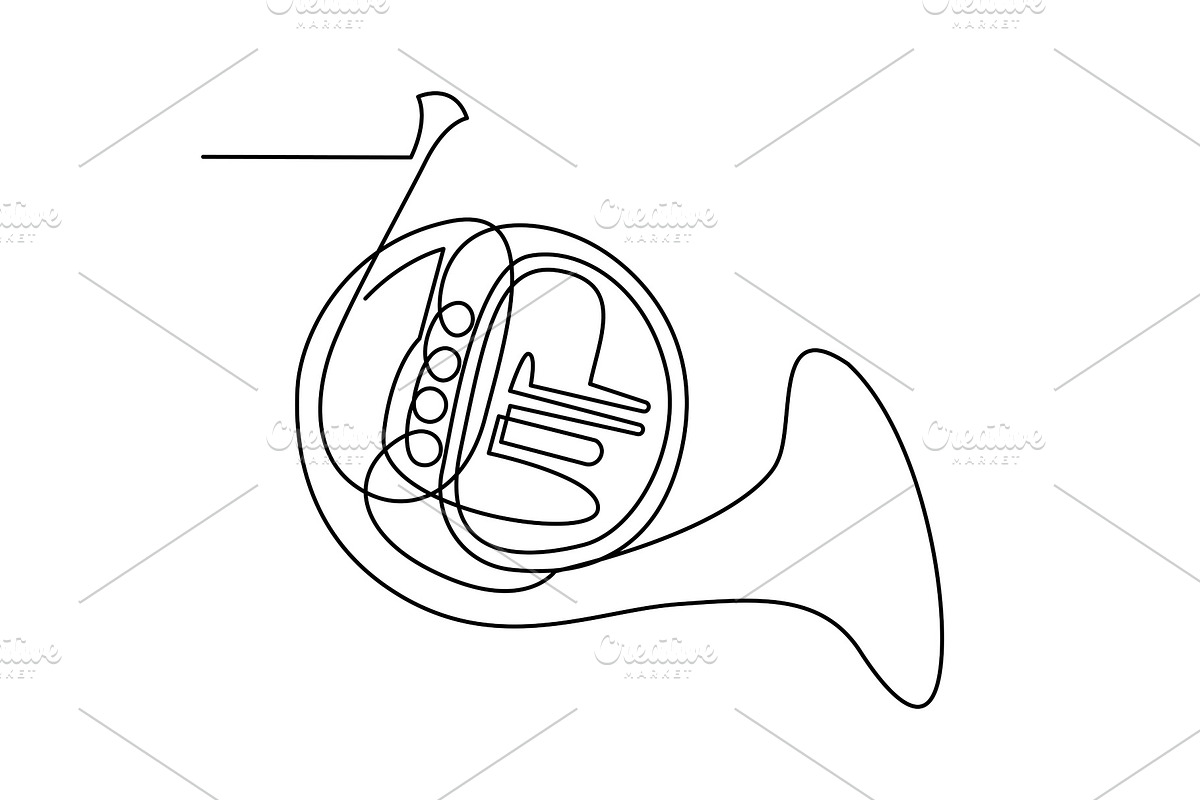 Continuous Line Drawing French horn in Objects - product preview 8