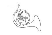 Continuous Line Drawing French horn