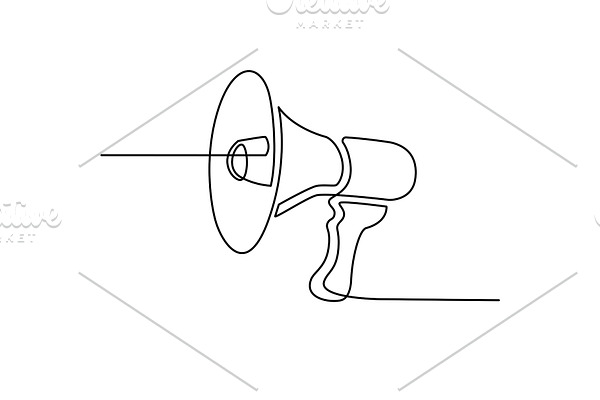 Continues line drawing of megaphone