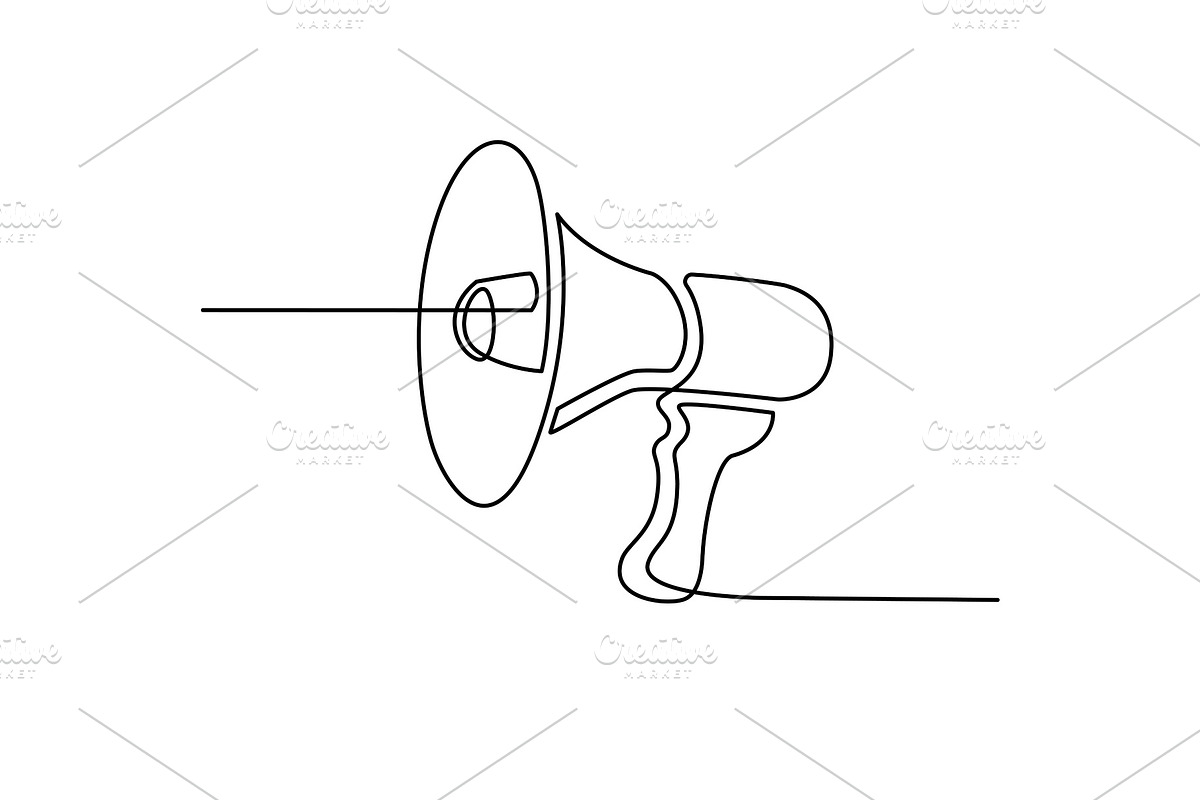Continues line drawing of megaphone in Objects - product preview 8