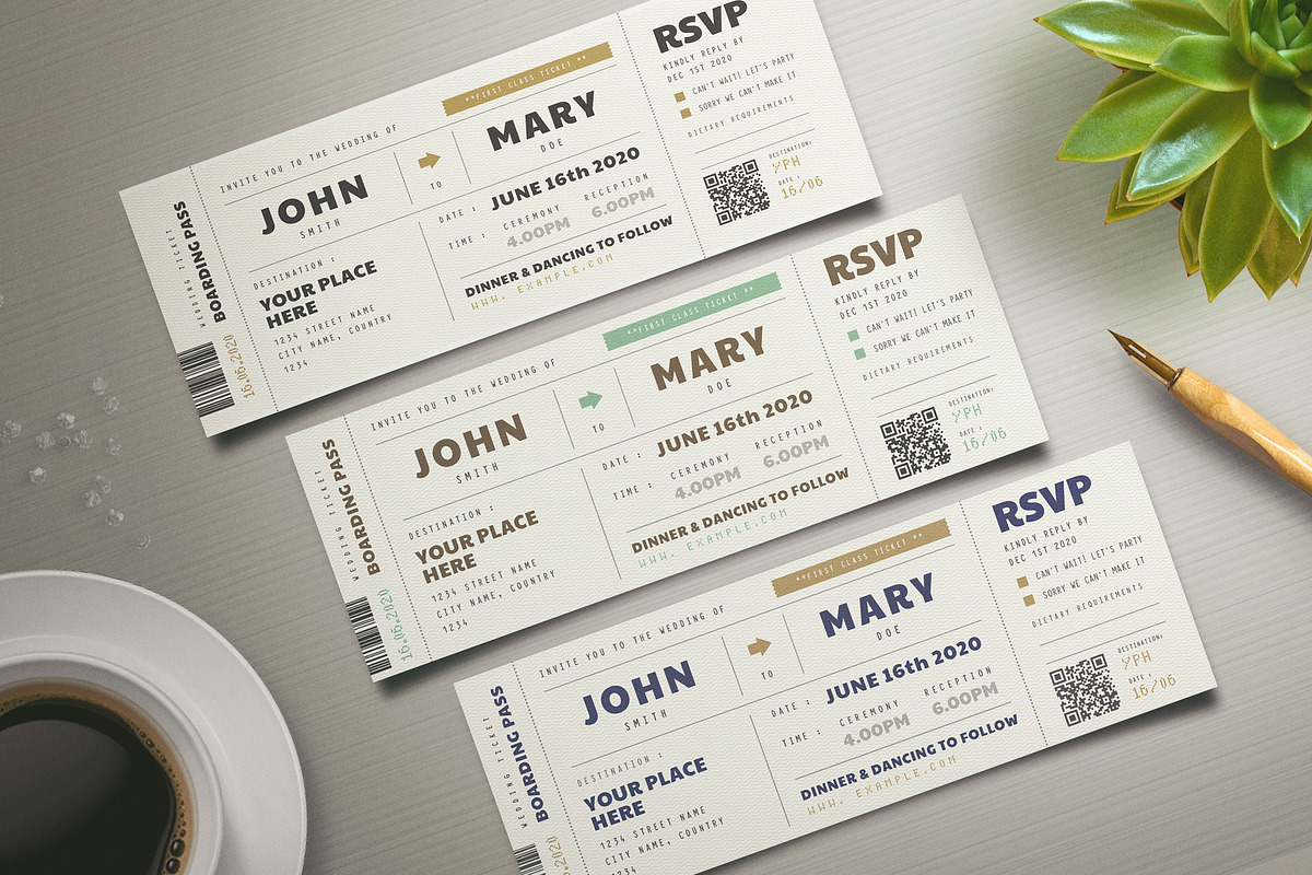 Boarding Pass Wedding Invitation in Wedding Templates - product preview 8