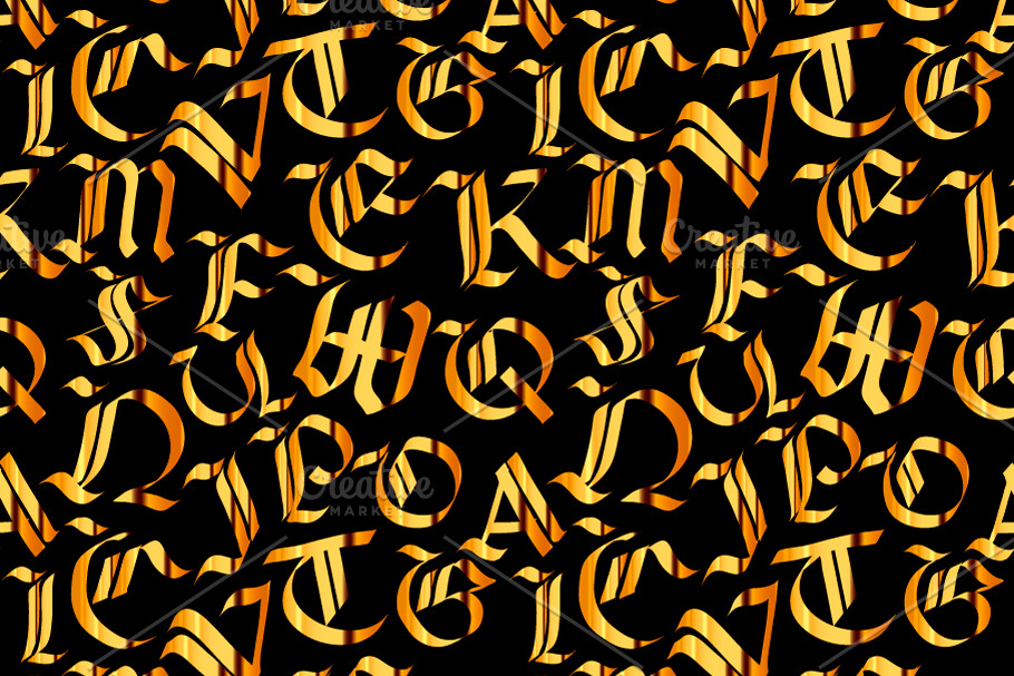 Old golden gothic letters in Patterns - product preview 8
