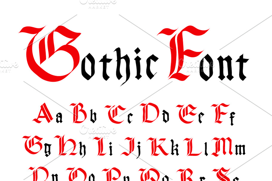 Set of ancient gothic letters