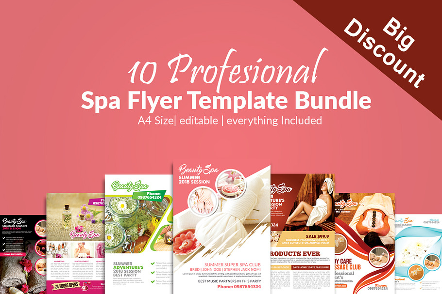 10 Spa Ad Flyers Template Bundle in Flyer Templates - product preview 8
