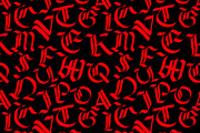 Old red gothic letters on black
