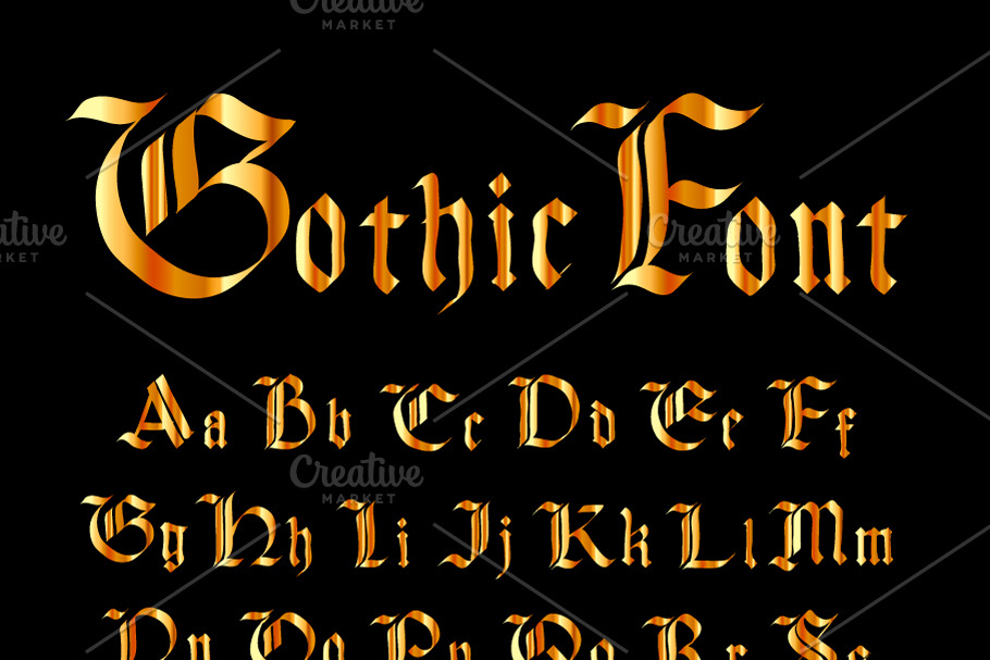 Set of gothic fashion letters in Objects - product preview 8