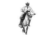 Cowboy riding horse,Vector